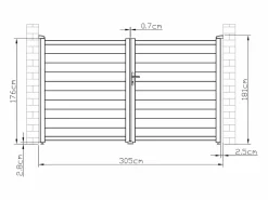 EXPERTLAND Portón de aluminio color antracita Ancho 300 x Alt. 173 cm NAZARIO Gris antracita Hot