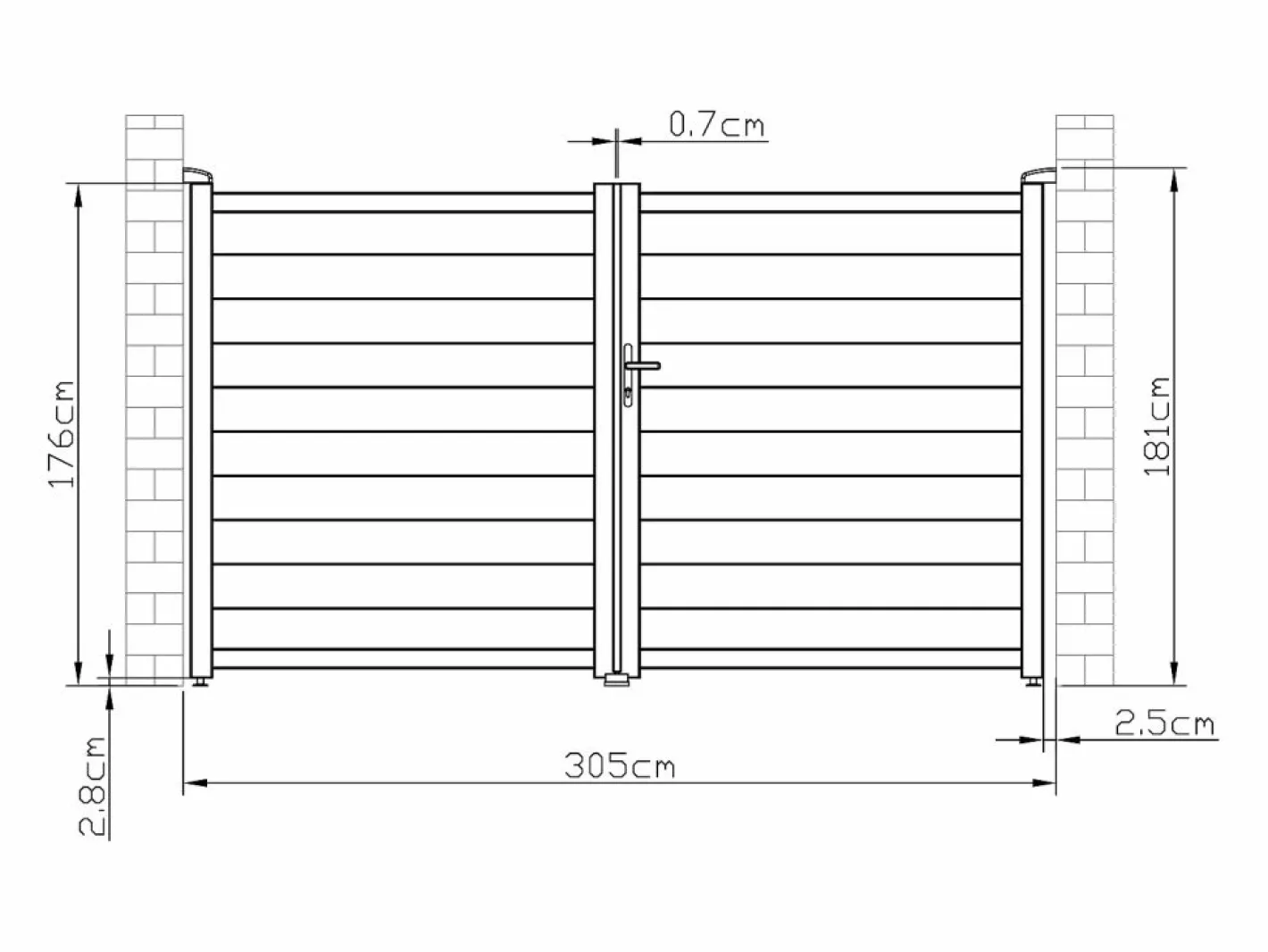 EXPERTLAND Portón de aluminio color antracita Ancho 300 x Alt. 173 cm NAZARIO Gris antracita Hot