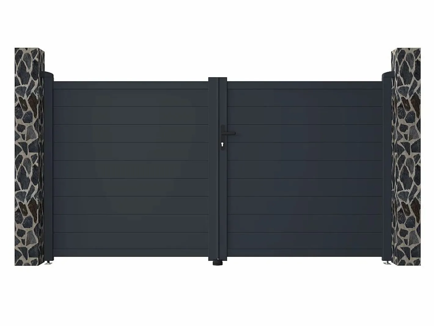 EXPERTLAND Portón|Portón de aluminio color antracita Ancho 300 x Alt. 158 cm NAZARIO
