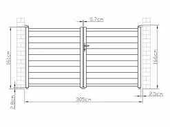 EXPERTLAND Portón|Portón de aluminio color antracita Ancho 300 x Alt. 158 cm NAZARIO