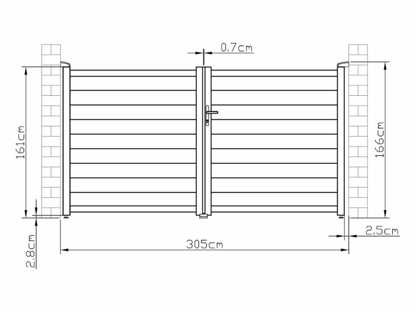 EXPERTLAND Portón|Portón de aluminio color antracita Ancho 300 x Alt. 158 cm NAZARIO