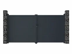 EXPERTLAND Portón de aluminio color antracita Ancho 350 x Alt. 173 cm NAZARIO Gris antracita Discount