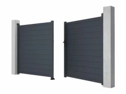 EXPERTLAND Portón de aluminio color antracita Ancho 350 x Alt. 173 cm NAZARIO Gris antracita Discount
