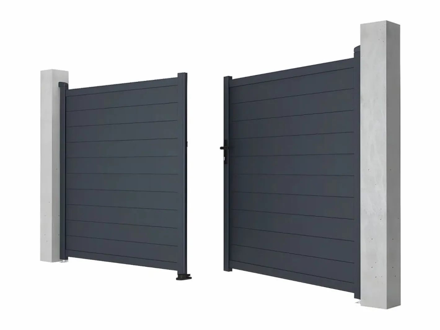 EXPERTLAND Portón de aluminio color antracita Ancho 350 x Alt. 173 cm NAZARIO Gris antracita Discount