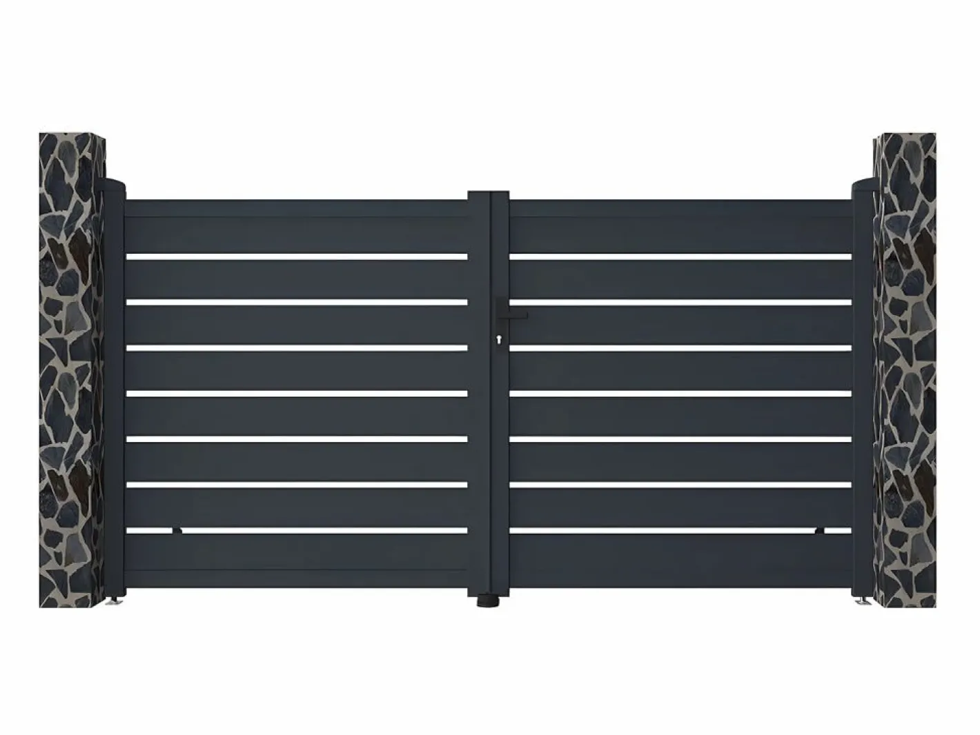 EXPERTLAND Portón de aluminio color antracita Ancho 300 x Alt. 158 cm PRIMO Gris antracita