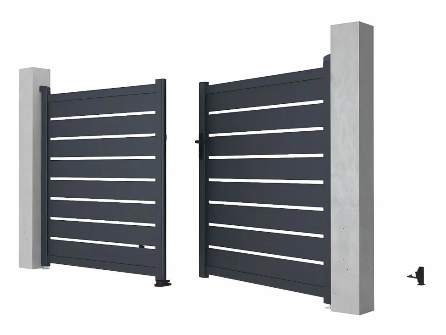 EXPERTLAND Portón de aluminio color antracita Ancho 300 x Alt. 158 cm PRIMO Gris antracita