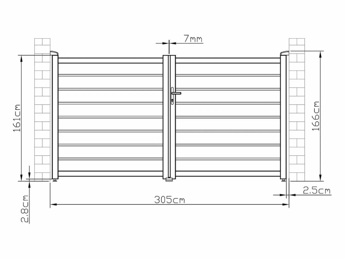 EXPERTLAND Portón de aluminio color antracita Ancho 300 x Alt. 158 cm PRIMO Gris antracita