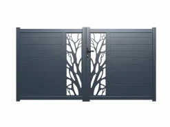 Portón eléctrico batiente de aluminio Ancho 300 x Alt. 164 cm antracita LABRIT II^EXPERTLAND Best