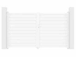 EXPERTLAND Portón eléctrico batiente de aluminio Ancho 305 x Alt. 181 cm NAZARIO Blanco Discount