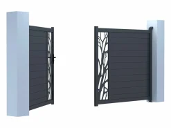 EXPERTLAND Portón|Portón eléctrico batiente de aluminio Ancho 350 x Alt. 164 cm antracita LABRIT II