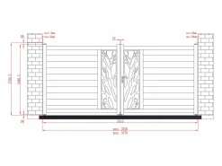 EXPERTLAND Portón|Portón eléctrico batiente de aluminio Ancho 350 x Alt. 164 cm antracita LABRIT II