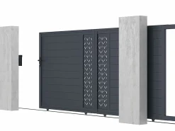EXPERTLAND Portón|Portón eléctrico corredero de aluminio Ancho 416 x Alt. 180 cm antracita GREGOR