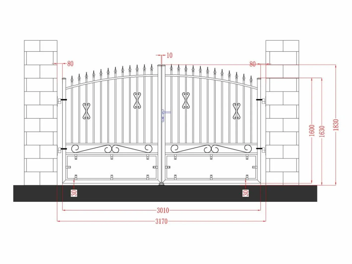 EXPERTLAND Portón eléctrico de aluminio - Ancho 317 x Alt. 183 cm NERBIS Negro Outlet