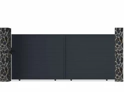 EXPERTLAND Portón motorizado de aluminio color antracita NAZARIO - Ancho 350 x Alt. 158 cm Gris antracita Online