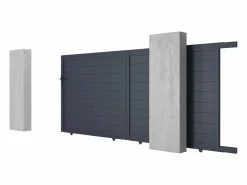 EXPERTLAND Portón motorizado de aluminio color antracita NAZARIO - Ancho 350 x Alt. 158 cm Gris antracita Online