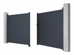EXPERTLAND Portón|Portón motorizado de aluminio color antracita NAZARIO - Ancho 392 x Alt. 173 cm