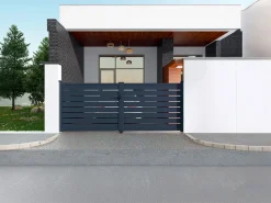 EXPERTLAND Portón motorizado de aluminio color antracita PRIMO - Ancho 392 x Alt. 158 cm Gris antracita New
