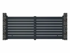 EXPERTLAND Portón motorizado de aluminio color antracita PRIMO - Ancho 392 x Alt. 158 cm Gris antracita New