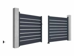 EXPERTLAND Portón motorizado de aluminio color antracita PRIMO - Ancho 392 x Alt. 158 cm Gris antracita New