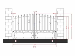 EXPERTLAND Portón de aluminio Ancho 300 x Alt. 183 cm NERBIS Negro Best