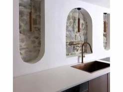 Essebagno Grifo De Cocina|Portofino Mezclador de lavabo con teleducha extraíble en cobre cepillado