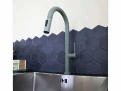 Portofino Mezclador de lavabo con teleducha extraíble gris verdoso^Essebagno New