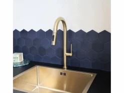 Essebagno Portofino Mezclador de lavabo con teleducha extraíble en oro cepillado Dorado Online