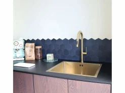 Essebagno Portofino Mezclador de lavabo con teleducha extraíble en oro cepillado Dorado Online