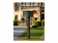 Buzón|Poste de Buzón SucceBuy, 109,4 x 11 x 11 cm, Soporte de Buzón Empotrado de Acero con Revestimiento en Polvo, Kit de Poste Metálico