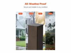 Buzón|Poste de Buzón SucceBuy, 109,4 x 11 x 11 cm, Soporte de Buzón Empotrado de Acero con Revestimiento en Polvo, Kit de Poste Metálico