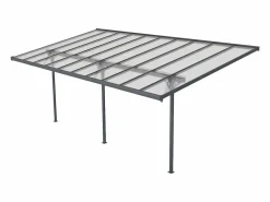 EXPERTLAND Cochera|Pérgola|Pérgola adosada aluminio 18,8 m² antracita ALVARO - Ancho 618 x Prof305 x Alt240/285 cm