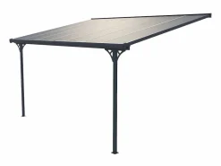 EXPERTLAND Pérgola adosada aluminio 13,2 m² antracita ALVARO - Ancho 436 x Prof 305 x Alt 240/285 cm Gris antracita