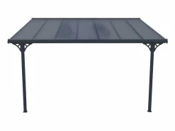 EXPERTLAND Pérgola adosada aluminio 13,2 m² antracita ALVARO - Ancho 436 x Prof 305 x Alt 240/285 cm Gris antracita