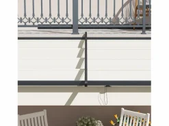 Pérgola|Pérgola adosada con techo retráctil, estructura de aluminio, color crema (297x297x230cm)