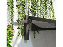 Pérgola adosada con techo retráctil, estructura de acero y poliéster, color oscuro (297x297x230cm)^ Sale