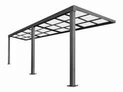 EXPERTLAND Pérgola adosada con techo corredizo - 18 m² - antracita - IZEDA Gris antracita Outlet