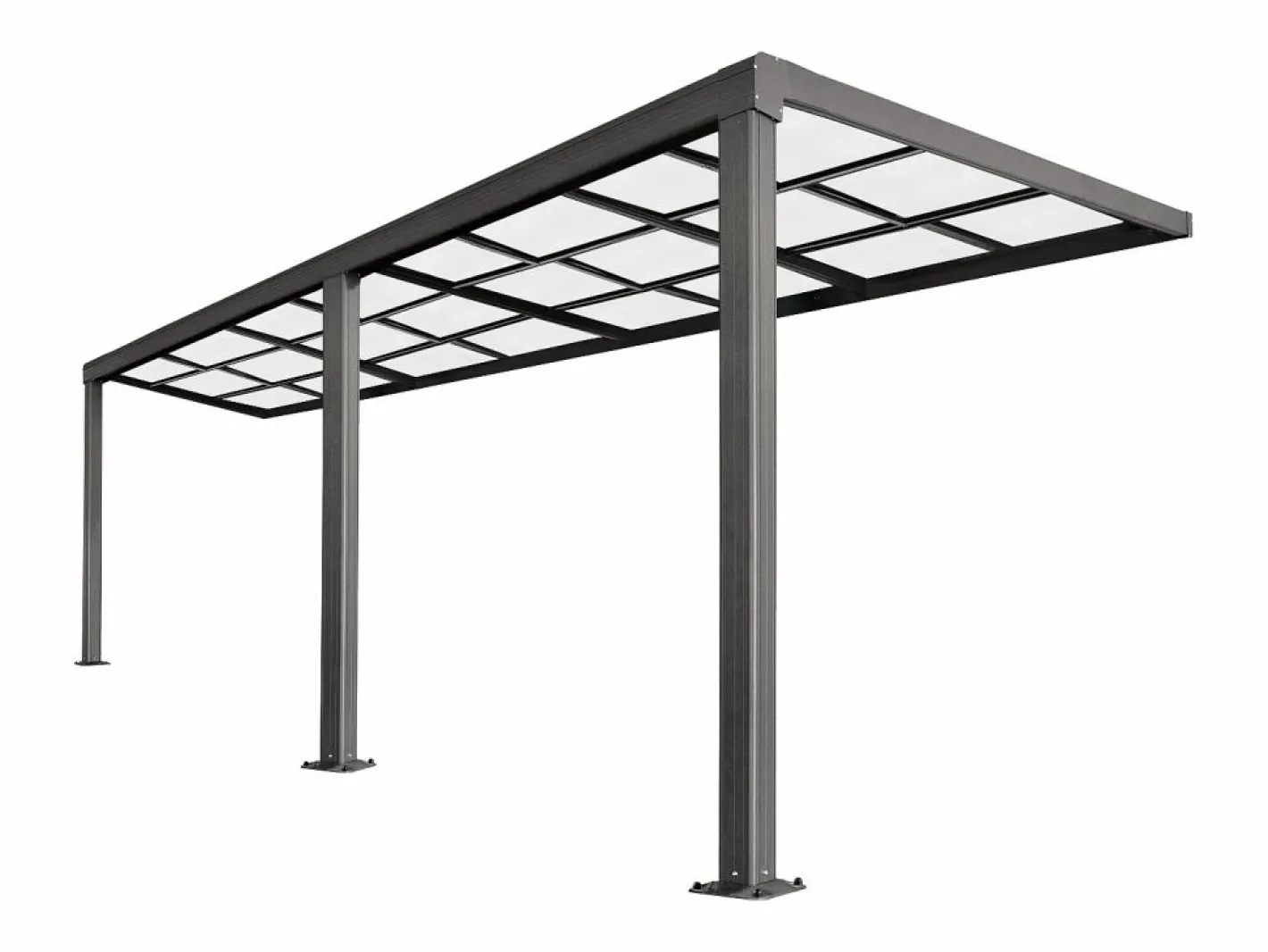 EXPERTLAND Pérgola adosada con techo corredizo - 18 m² - antracita - IZEDA Gris antracita Outlet