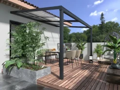 EXPERTLAND Pérgola|Pérgola adosada con techo deslizable, 12m², antracita IZEDA