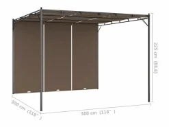 vidaxl Pérgola Amapola techo corredizo + cortina lateral taupe 225x300x300 cm Gris Discount