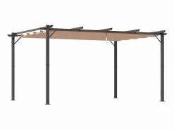 Pérgola autoportante 3 × 4 x 2.23 m - techo retráctil - lona marrón - estructura de aluminio -^DripeX Best