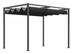 Pérgola autoportante en acero inoxidable, con techo de poliéster deslizante, 298 x 213 x 221 cm,^DripeX Best