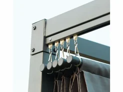 DripeX Pérgola autoportante en metal 298 x 213 x 221 cm, con techo abatible - lona corrediza - Gris Outlet