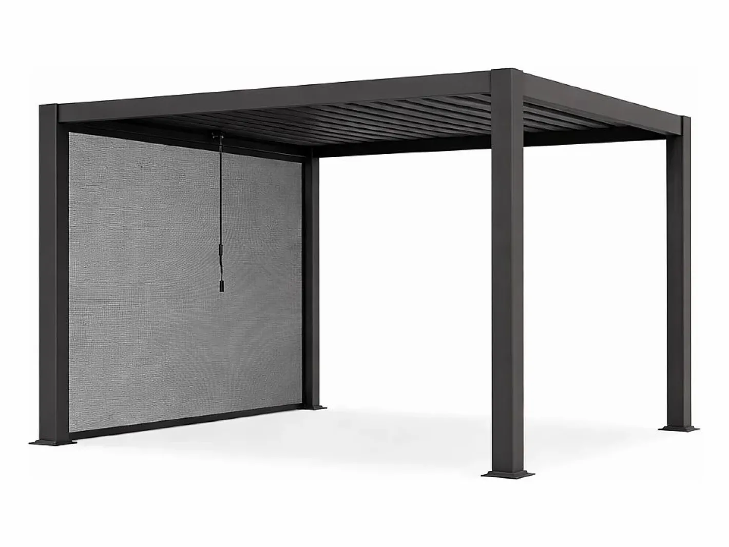 EXPERTLAND Pérgola bioclimática autoportante aluminio 12m² cortina retráctil - Antracita - ALMAFI Gris antracita Best