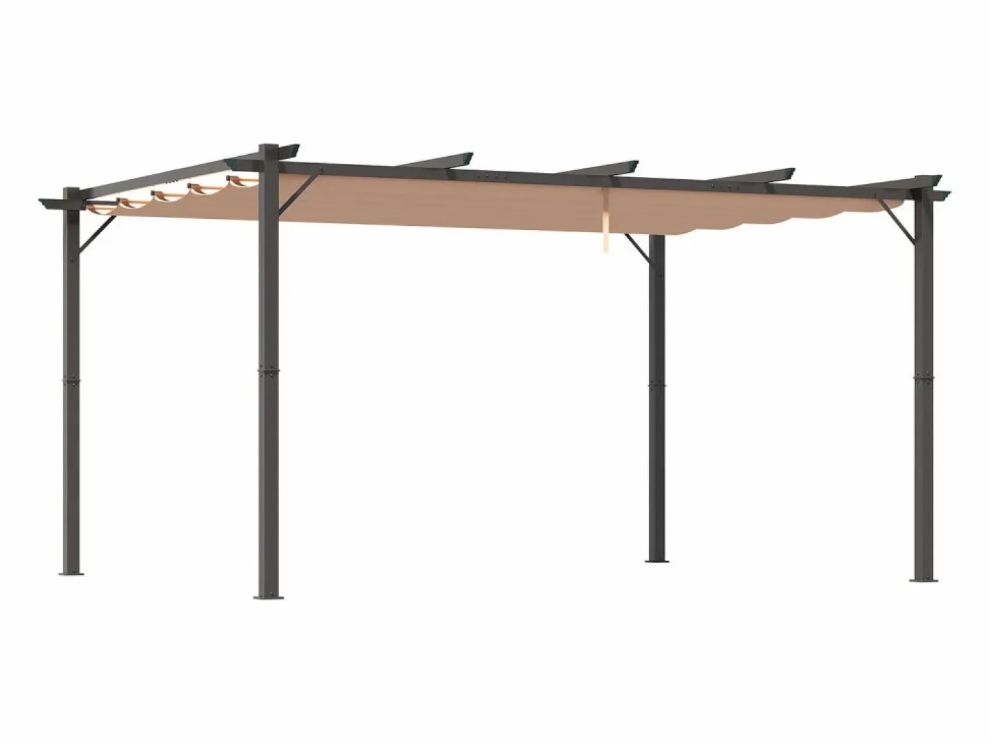 Pérgola|Pérgola Bioclimática Autoportante 3x4 m – Techo de Tela Retráctil de Aluminio – Toldo Ajustable para Terraza, Resistente a UV e Impermeable para Jardín