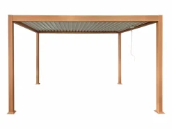 EXPERTLAND Pérgola bioclimática autoportante, lamas orientables - 12 m² - color natural - AMALFI Color natural oscuro Best