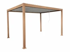 EXPERTLAND Pérgola bioclimática autoportante, lamas orientables - 12 m² - color natural - AMALFI Color natural oscuro Best