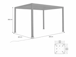 Sweeek Pérgola bioclimática de aluminio con iluminación led 3x4m antracita Negro Discount