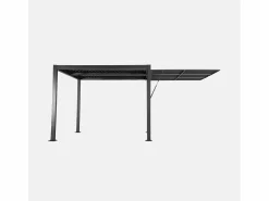 Sweeek Pérgola bioclimática de aluminio y acero 3x3m + toldo 3m antracita Gris Online
