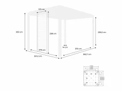 Sweeek Pérgola|Pérgola bioclimática de aluminio 3x4m + 3 persianas de 130cm