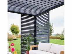 Sweeek Pérgola|Pérgola bioclimática de aluminio 3x4m + 3 persianas de 130cm antracita